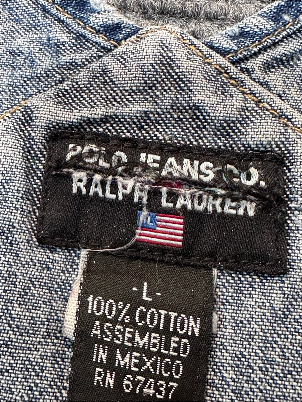 Vintage Y2K 90s Polo Jeans Co Ralph Lauren Denim Overalls Large Blue Carpenter - Picture 2 of 13